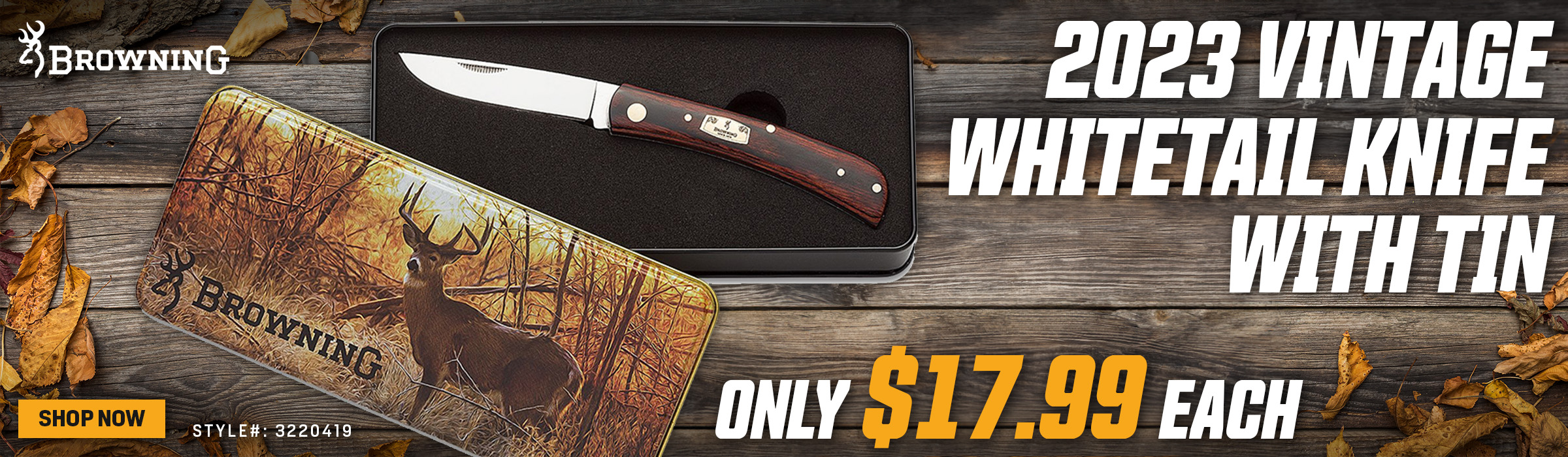 Browning Vintage Whitetail Knife with Tin